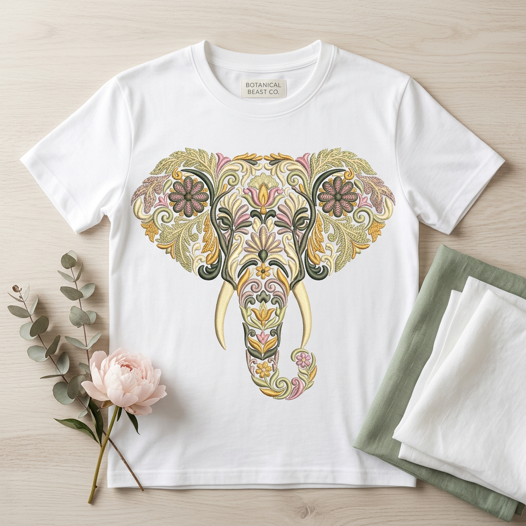 Floral Elephant Embroidery Design | Elephant Embroidery File | Boho Elephant Floral Pattern | Machine Embroidery Design | PES DST JEF EXP HUS XXX