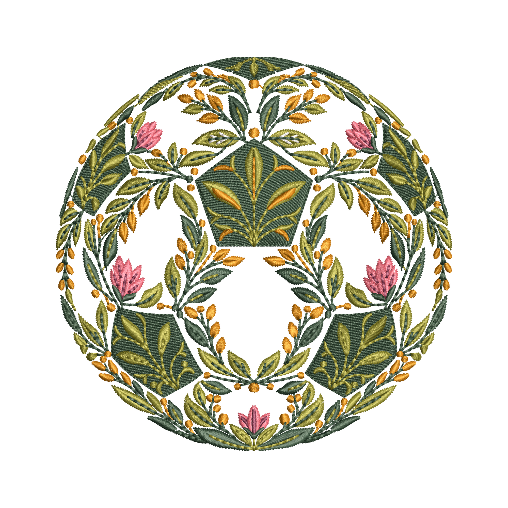 Floral Soccer Ball Embroidery Design, Football Embroidery File, Botanical Soccer Embroidery Pattern, Sports Machine Embroidery Files