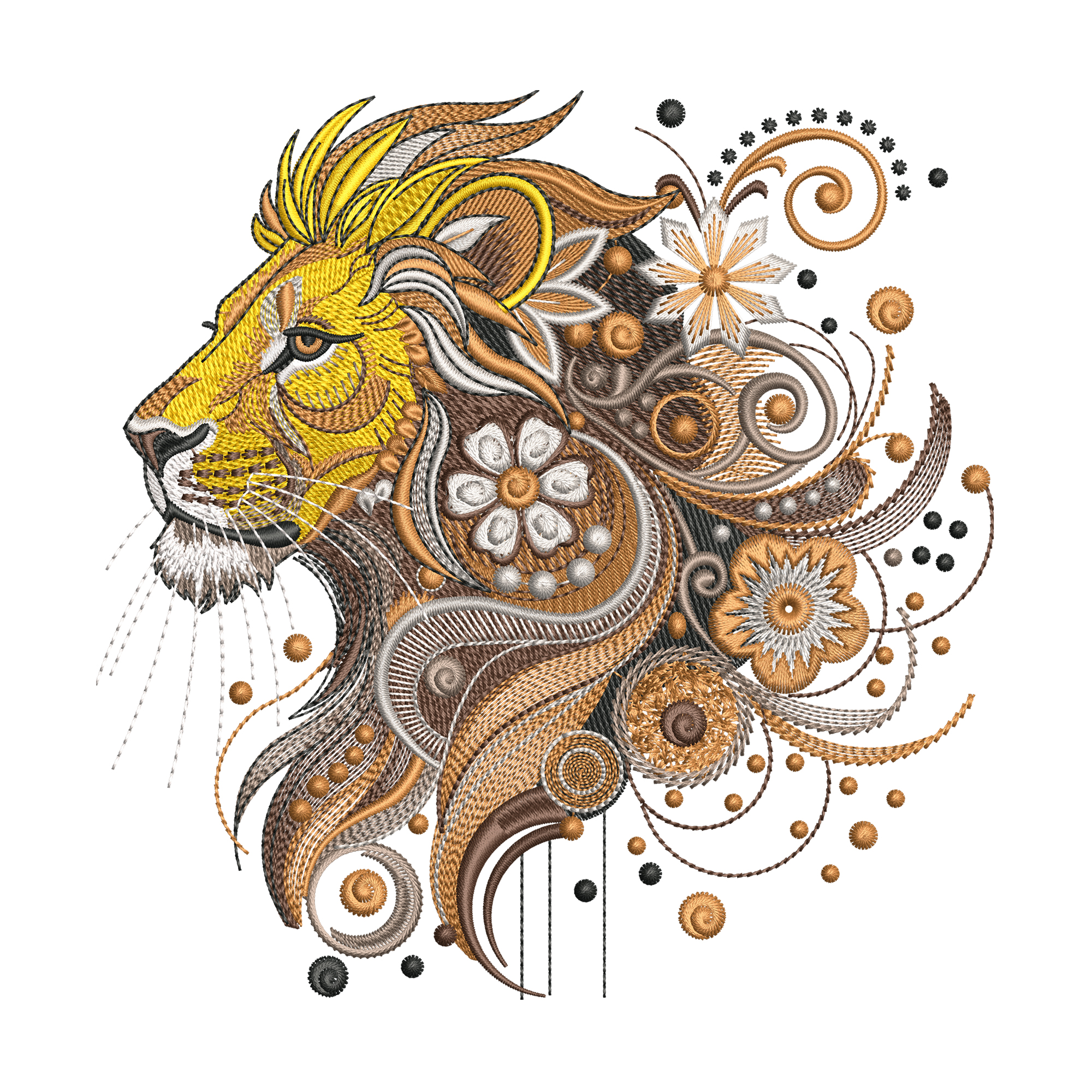 Floral Lion Face Embroidery Design, Boho Lion Head Pattern, Jungle Animal Machine Embroidery Files, Safari Animal Pattern