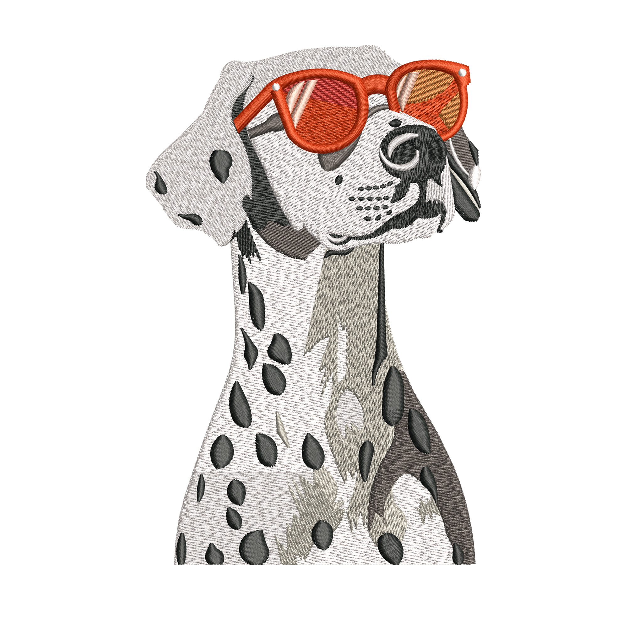 Dog Embroidery Design, Cute Dog with Sunglasses, Dog Portrait Machine Embroidery File, PES DST JEF, Pet Dog Embroidery Pattern
