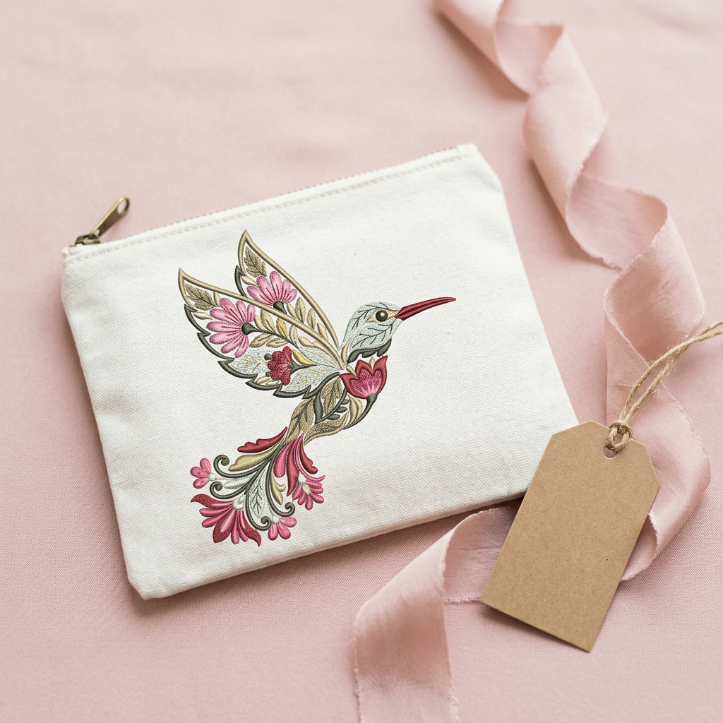 Floral Hummingbird Embroidery Design | Machine Embroidery File | 6 Sizes | DST PES JEF HUS | Instant Download | Bird Embroidery Pattern